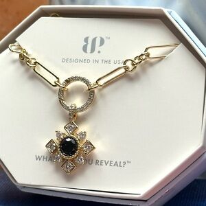 Gold and Black Pendant Necklace by BP